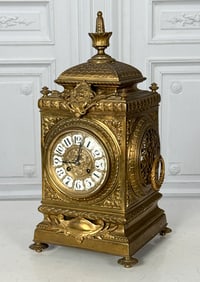 French Gilt Bronze Mantel Clock, 21"