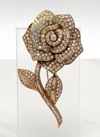 Diamond And 18k Rose Gold Brooch Pin