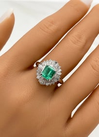 GIA Columbian Emerald And Diamond Ring, Platinum