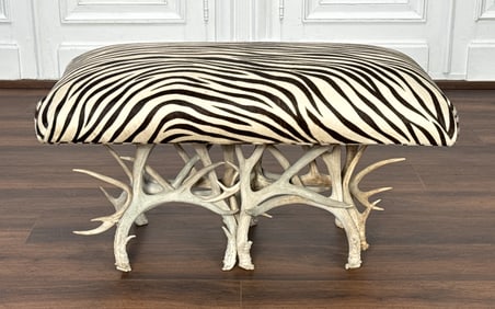 Antler And Hide Bench