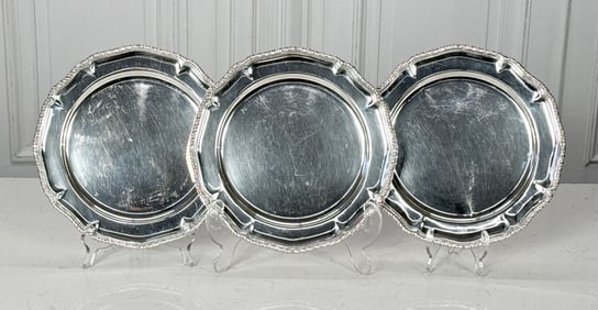 Three Mergulhao Silver Charger Plates
