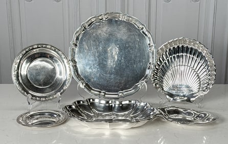 Six American Sterling Silver Trays