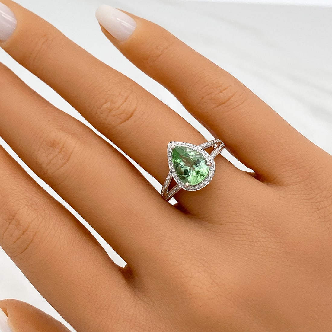 GIA Green Tourmaline And Diamonds 18k Ring (1 of 6)