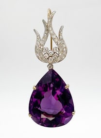 44.24ct Amethyst And Diamond Pendant, 18k