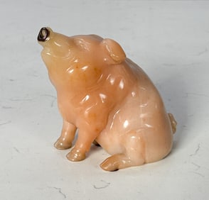 Fine Carved Hardstone Pig Bell Push