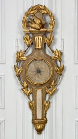 Louis XVI Style Creme Peinte & Gilt Barometer