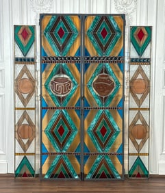 Four Southwest Theme Stained Glass Panels