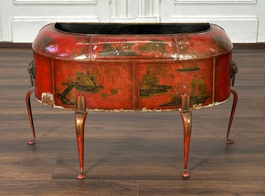 English Chinoiserie Tole Planter Coal Scuttle