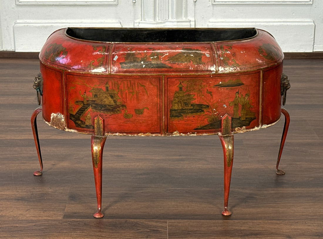 English Chinoiserie Tole Planter Coal Scuttle (1 of 5)