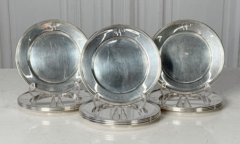 Twelve Hirsch Sterling Silver Bread Plates