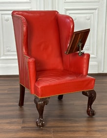 George II Style Red Leather Library Chair