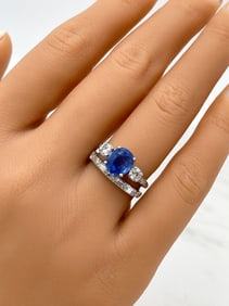 GIA Sapphire And Diamond Platinum Ring Set
