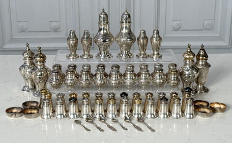 Sixty-Six American Sterling Silver Salt & Pepper Items