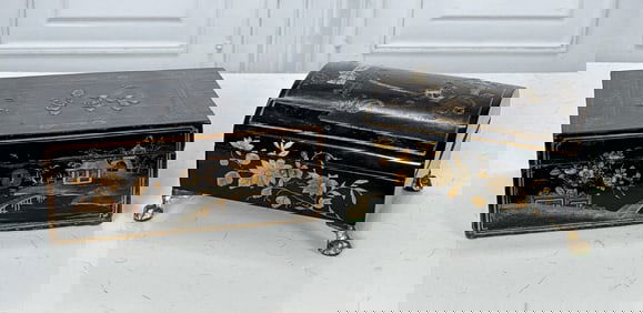 Two Chinese Export Black Lacquer Boxes