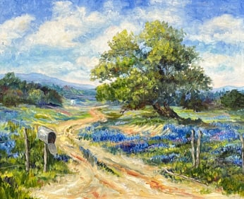 Texas Bluebonnet Landscape Oil Painting