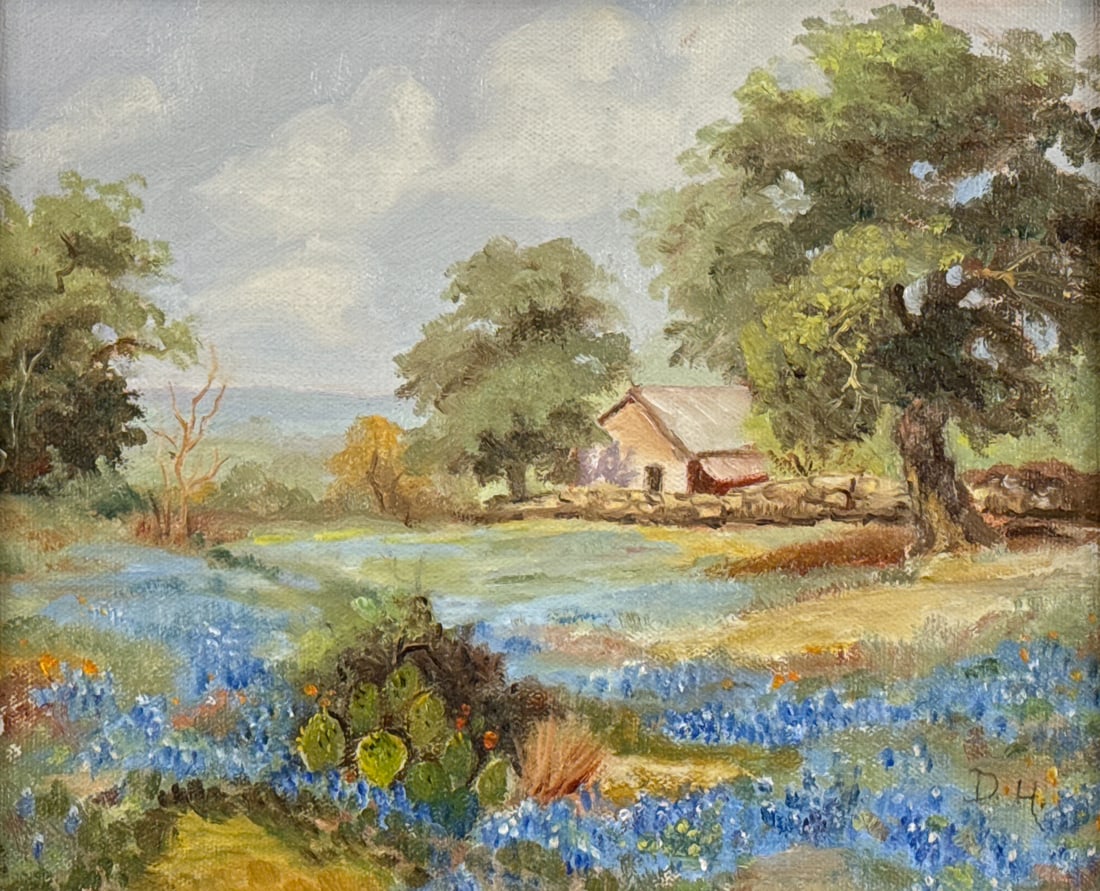 Small Texas Bluebonnet Landscape Oil Painting (1 of 4)
