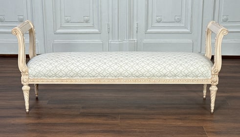 Louis XVI Style Creme Paint Bench