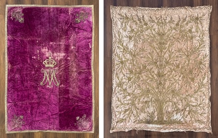 Two Antique Spanish Embroidery Tapestries