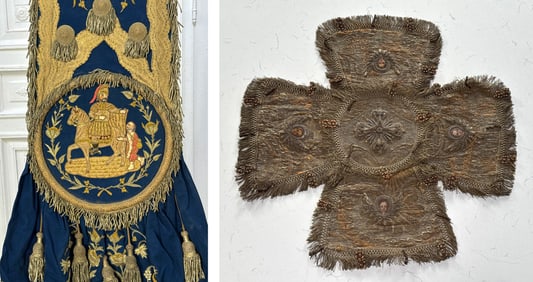 Two Antique Embroidered Chalice Covers