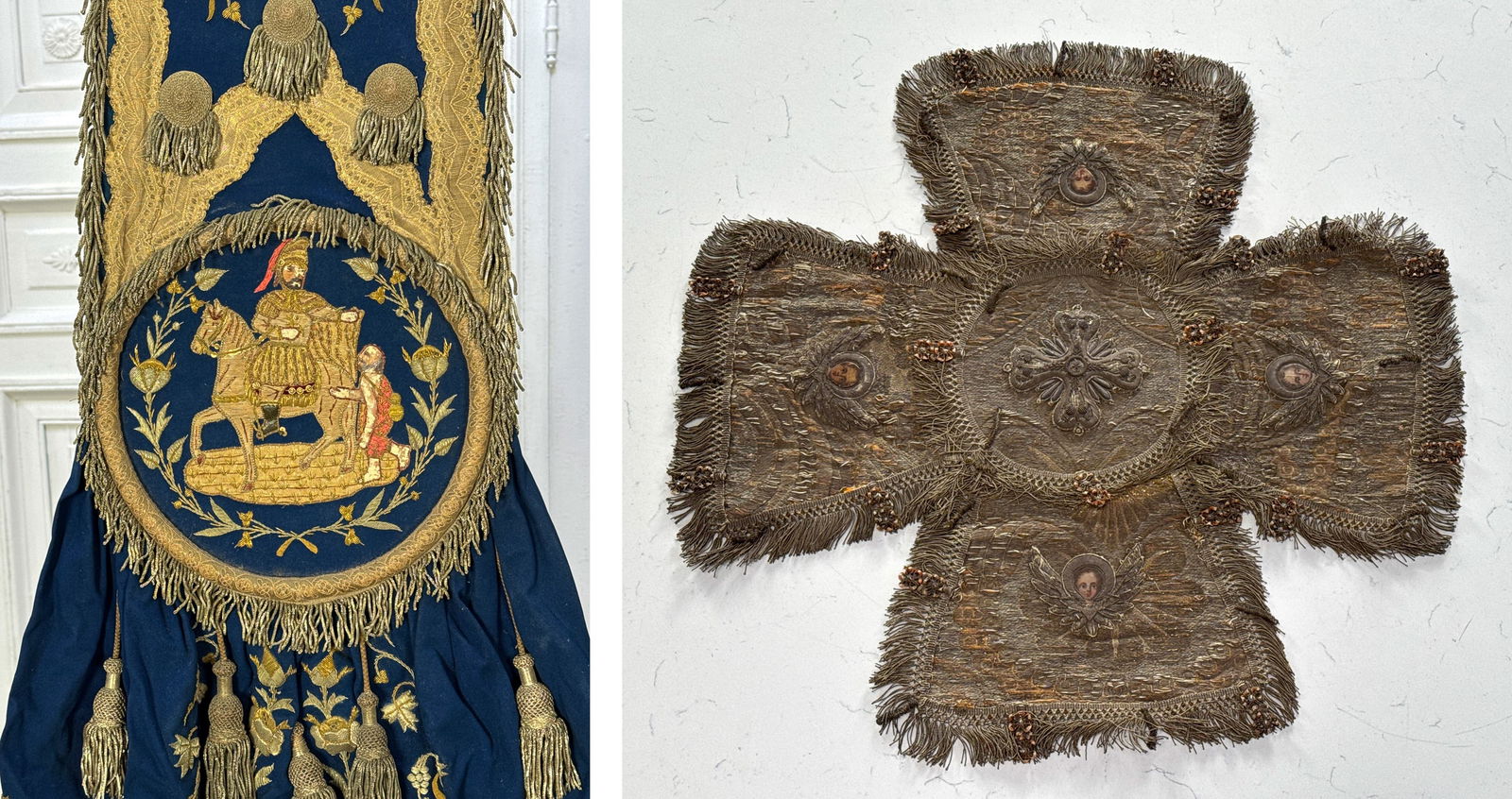 Two Antique Embroidered Chalice Covers (1 of 10)