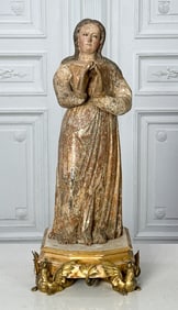 Our Lady Saint Or Santo Figure On Stand