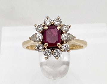 Ruby And Diamond 14k Yellow Gold Ring