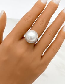 South Sea Pearl & Diamond Ring, 18k