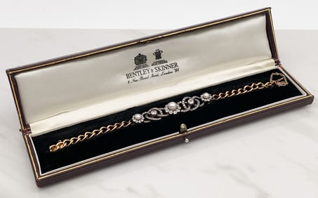 Antique Pearl And Diamond 18k Bracelet