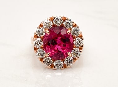 Tourmaline, Diamond & 14k Rose Gold Ring