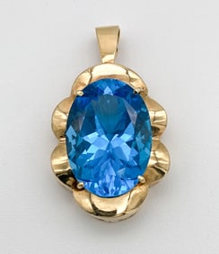 London Blue Topaz And 14k Gold Pendant