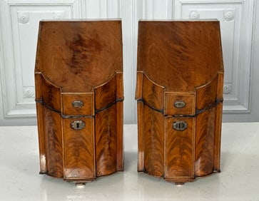 Pair English Mahogany Knife Boxes