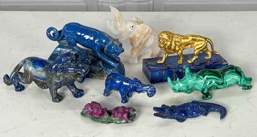 Eight Carved Hardstone Animal Figures