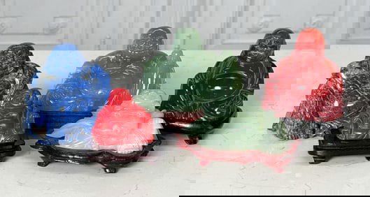 Five Chinese Laughing Buddha Figures