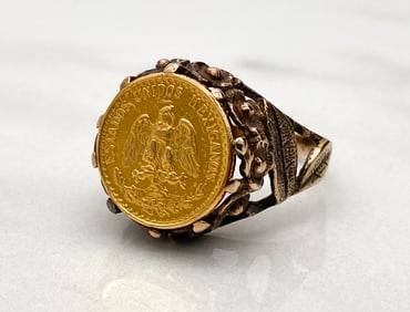 Mexican Dos Pesos Coin Mounted As Ring