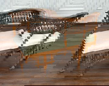 Antique Moorish Inlaid Hardwood Tete-a-tete