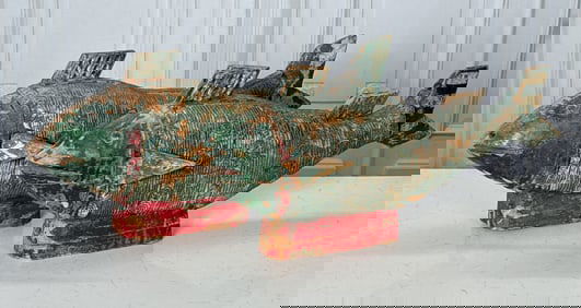 Pair Large Carved And Painted Wood Fish Figures