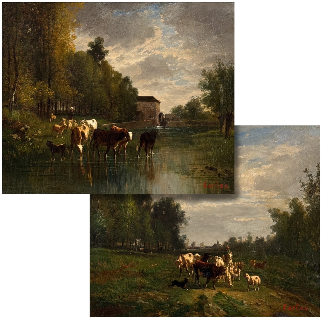 Pair Cattle In Landscape Oil Paintings (1 of 11)
