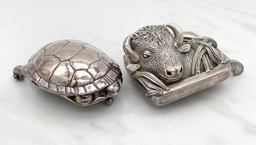 Two Kieselstein-Cord Sterling Silver Belt Buckle