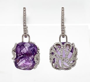 New Miseno Reversible Amethyst & Diamond 18k Earrings