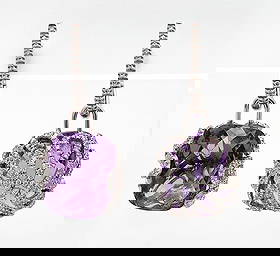 New Miseno Amethyst & Diamond 18k Earrings: New Miseno Reversible Amethyst & Diamond 18k Dangle Earrings Featuring 2.50ctw Of Amethysts, Accented By 0.98ctw Of G-H, VS1 Brilliant Round Cut Diamonds. Approximately 1 Inch Long By 0.50 Wide, 7 Gra