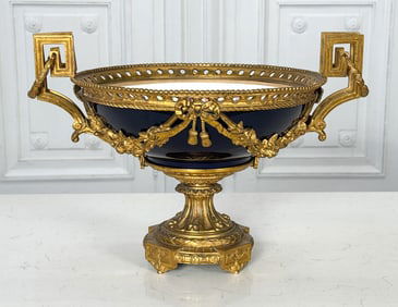 French Gilt Bronze & Porcelain Centerpiece