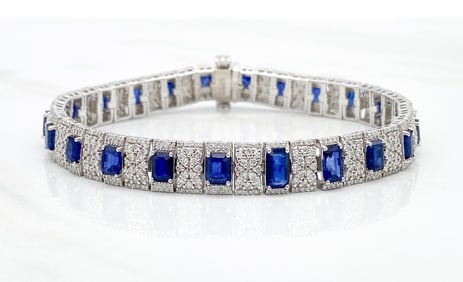 Sapphire & Diamond Platinum Bracelet
