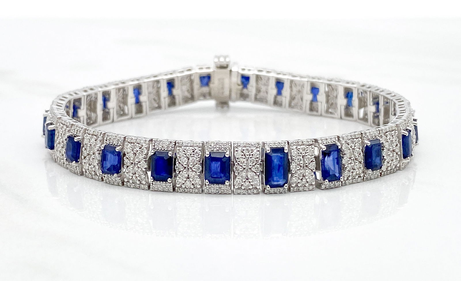 Sapphire & Diamond Platinum Bracelet (1 of 6)