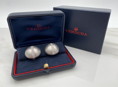 Verdura Diamond And 18k White Gold Earrings