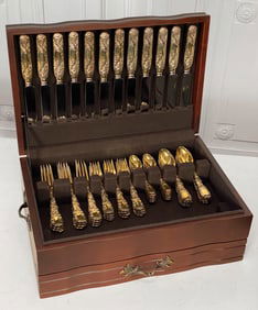 Tiffany & Co. Chrysanthemum Gilt Sterling Flatware Service