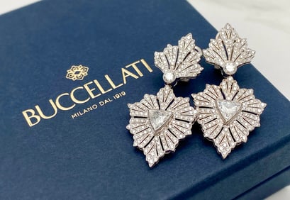 Buccellati Diamond 18k White Gold Dangle Earrings
