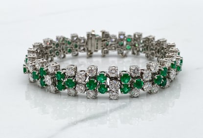 Oscar Heyman Emerald And Diamond Bracelet, Platinum