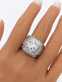 6.01ct Center Diamond Ladies Ring, 18k White Gold