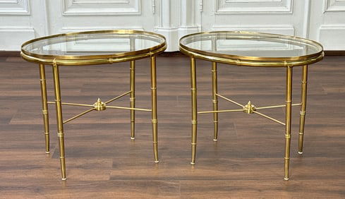 Pair Maison Jansen Style Brass Side Tables