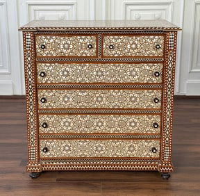 Moorish Style Inlaid Hardwood Commode Chest